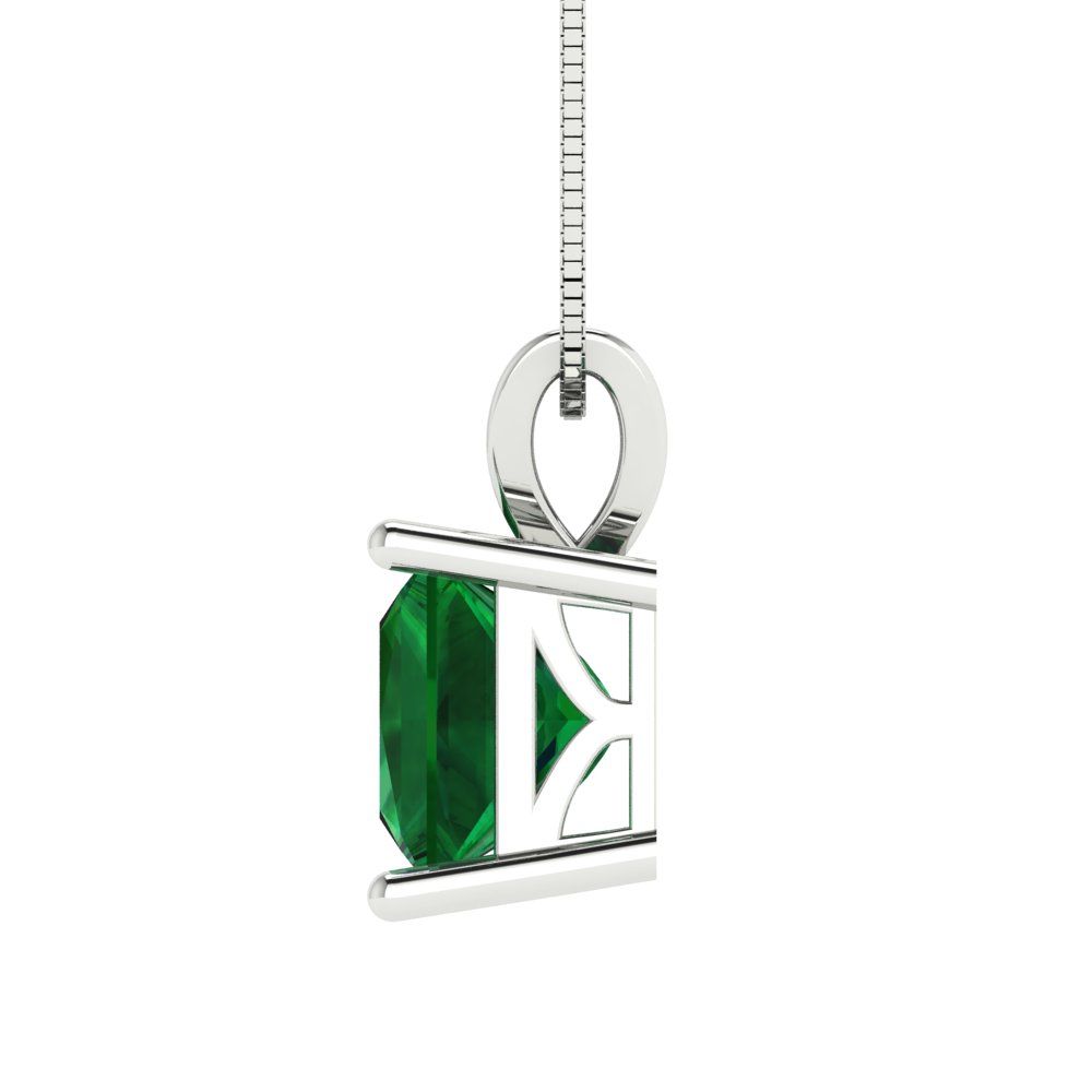 2cttw Princess Cut Emerald Gold-Plated 925 Silver Pendant and 16" Box-Chain Necklace
