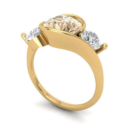 3.5 cttw Natural Morganite Three-Stone Engagement Ring - Solid Gold (Round Cut,8.0mm)