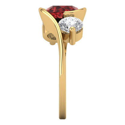 3.5 cttw Natural Garnet Three-Stone Engagement Ring - Solid Gold (Round Cut,8.0mm)