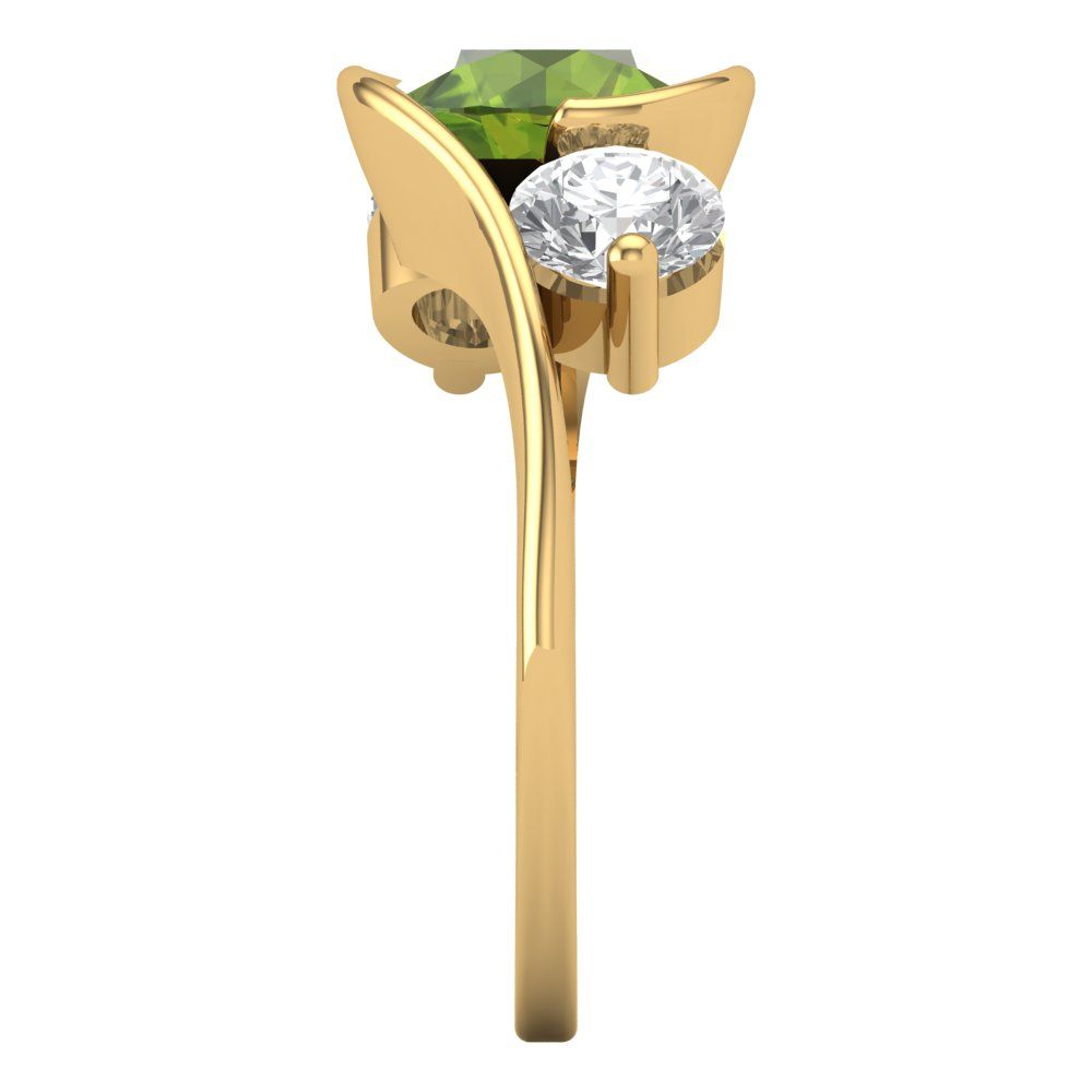 3.5 cttw Natural Peridot Three-Stone Engagement Ring - Solid Gold (Round Cut,8.0mm)