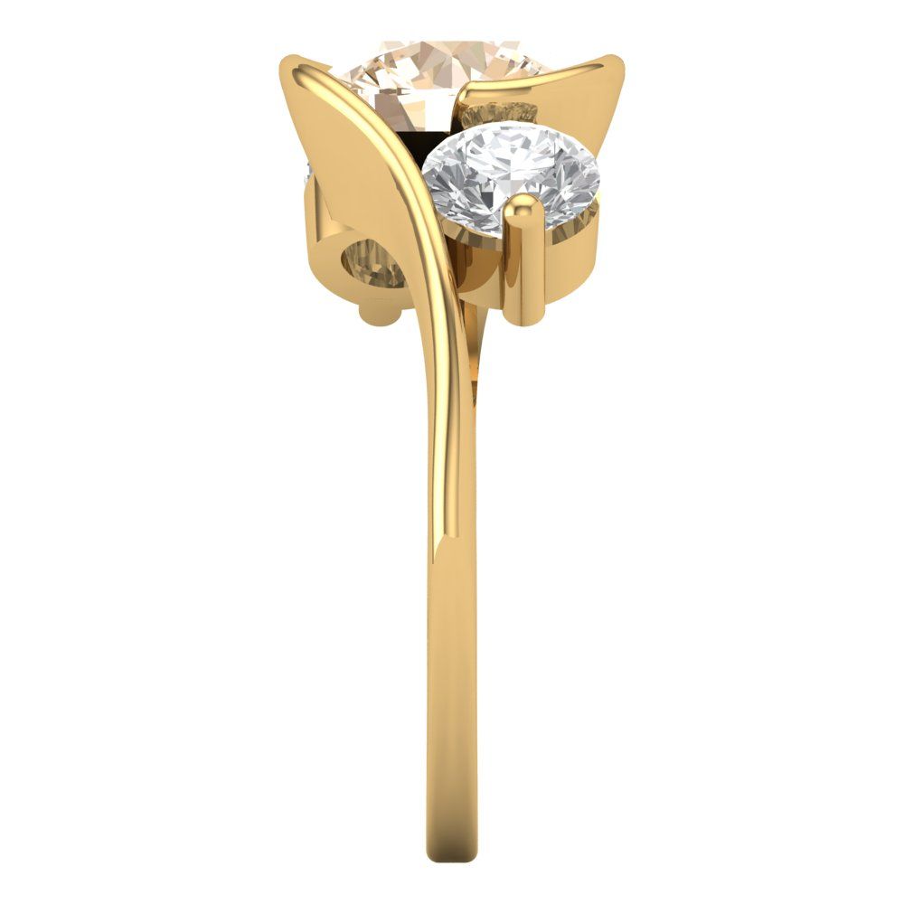 3.5 cttw Natural Morganite Three-Stone Engagement Ring - Solid Gold (Round Cut,8.0mm)