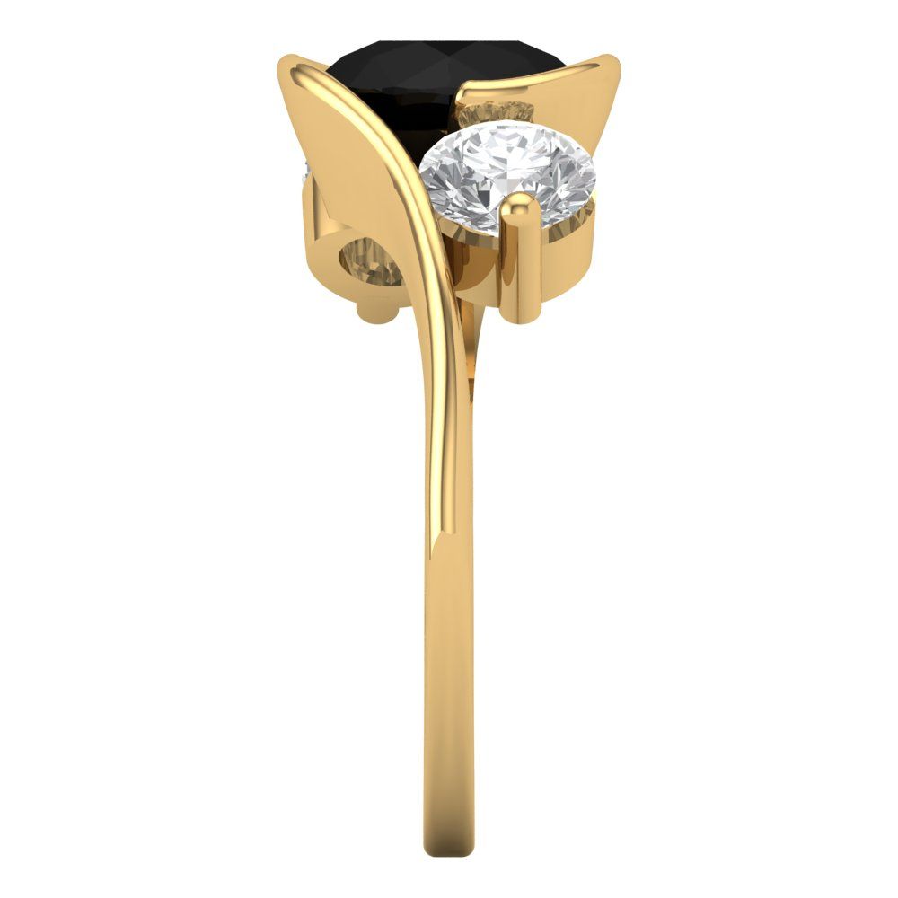 3.5 cttw Natural Onyx Three-Stone Engagement Ring - Solid Gold (Round Cut,8.0mm)