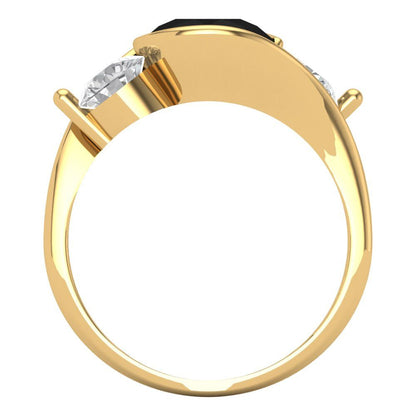 3.5 cttw Natural Onyx Three-Stone Engagement Ring - Solid Gold (Round Cut,8.0mm)