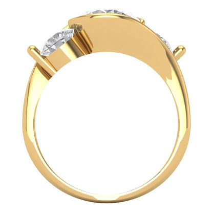 3.5 cttw Zirconia Simulated Diamond Three-Stone Engagement Ring - Solid Gold (VVS1, Round Cut,8.0mm)