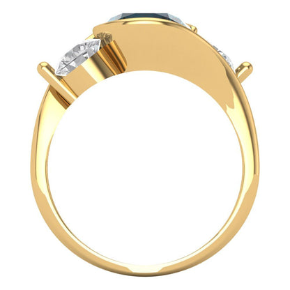 3.5 cttw Natural London Blue Topaz Three-Stone Engagement Ring - Solid Gold (Round Cut,8.0mm)