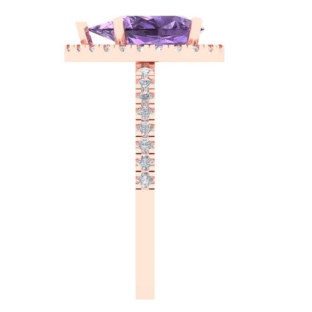 2.38 cttw Simulated Alexandrite Hidden Halo Engagement Ring - Solid Gold (Pear Cut,10x7mm )