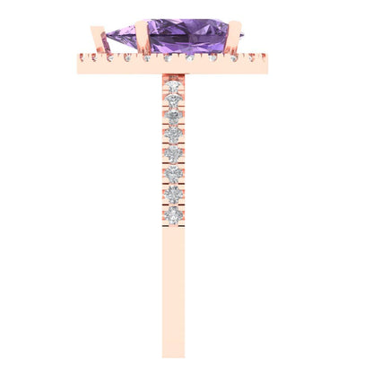 2.38 cttw Simulated Alexandrite Hidden Halo Engagement Ring - Solid Gold (Pear Cut,10x7mm )