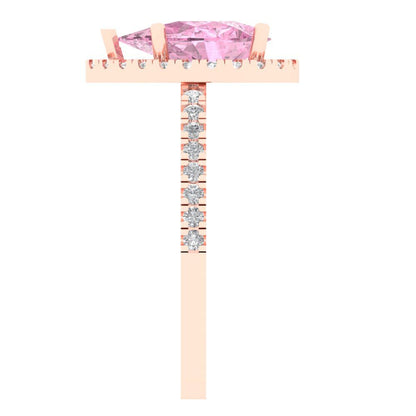 2.38 cttw Zirconia Simulated Pink Diamond Hidden Halo Engagement Ring - Solid Gold (VVS1, Pear Cut,10x7mm )