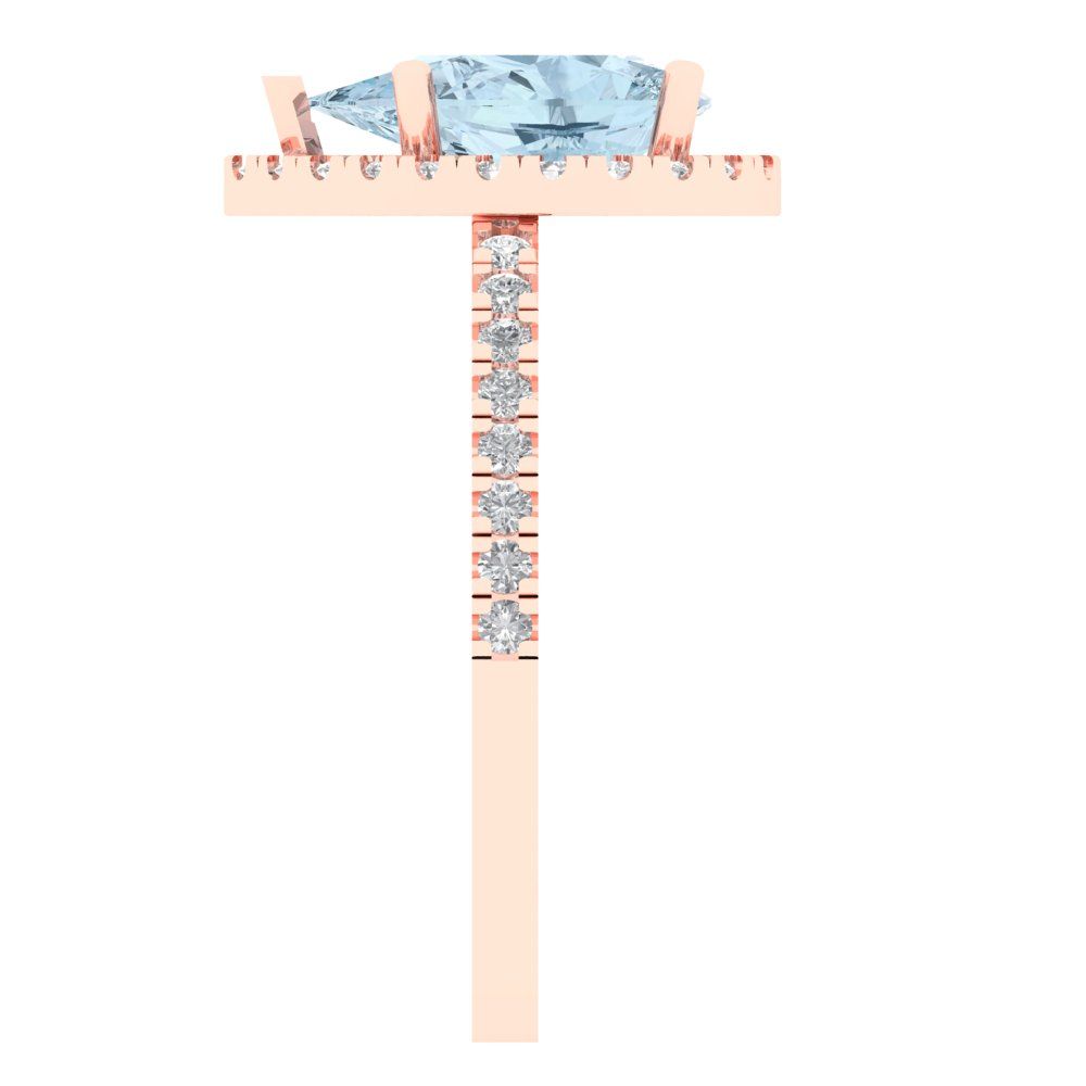 2.38 cttw Natural Swiss Blue Topaz Hidden Halo Engagement Ring - Solid Gold (Pear Cut,10x7mm )