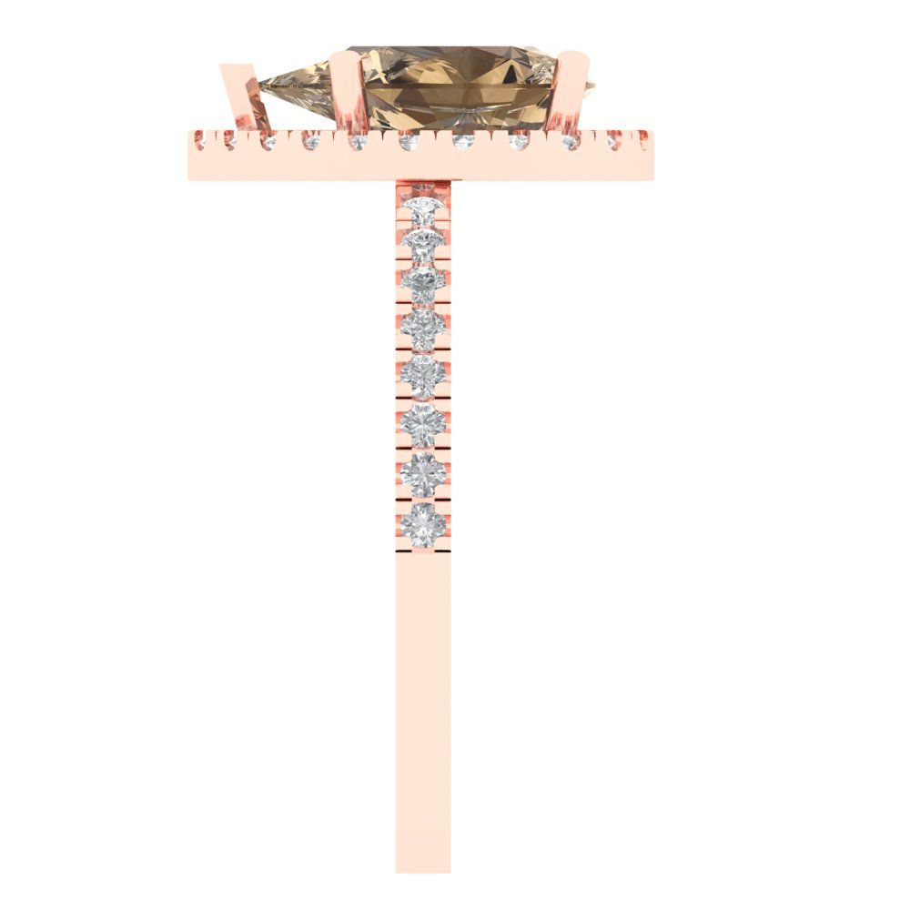 2.38 cttw Zirconia Simulated Champagne Diamond Hidden Halo Engagement Ring - Solid Gold (VVS1, Pear Cut,10x7mm )