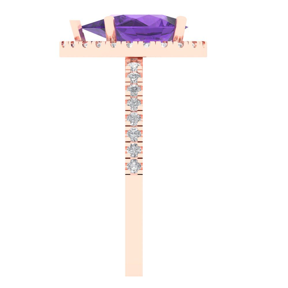 2.38 cttw Natural Amethyst Hidden Halo Engagement Ring - Solid Gold (Pear Cut,10x7mm )