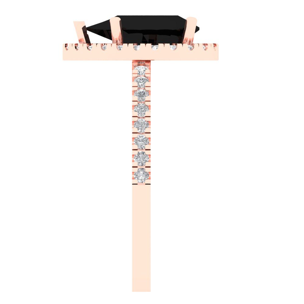 2.38 cttw Natural Onyx Hidden Halo Engagement Ring - Solid Gold (Pear Cut,10x7mm )