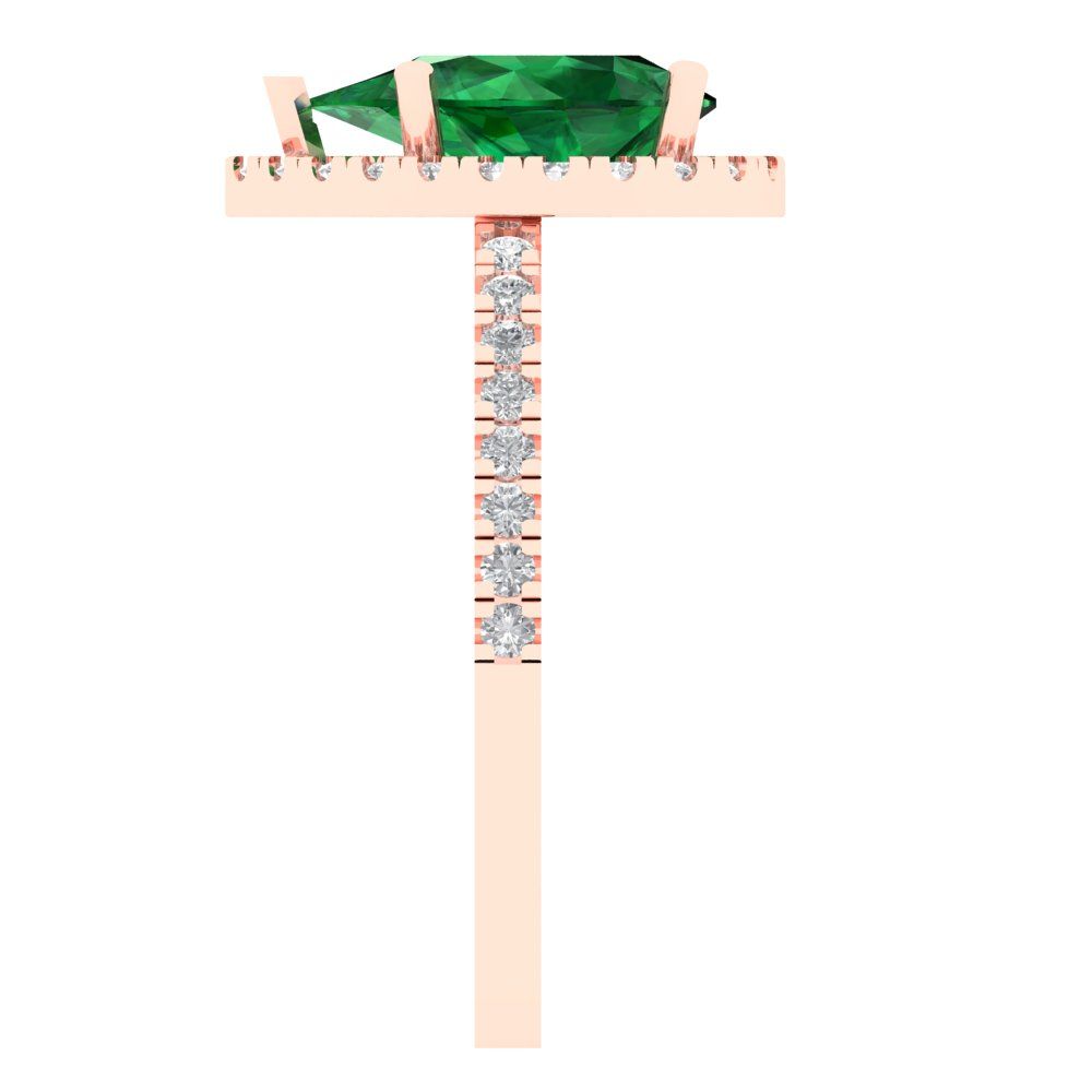 2.38 cttw Simulated Emerald Hidden Halo Engagement Ring - Solid Gold (Pear Cut,10x7mm )