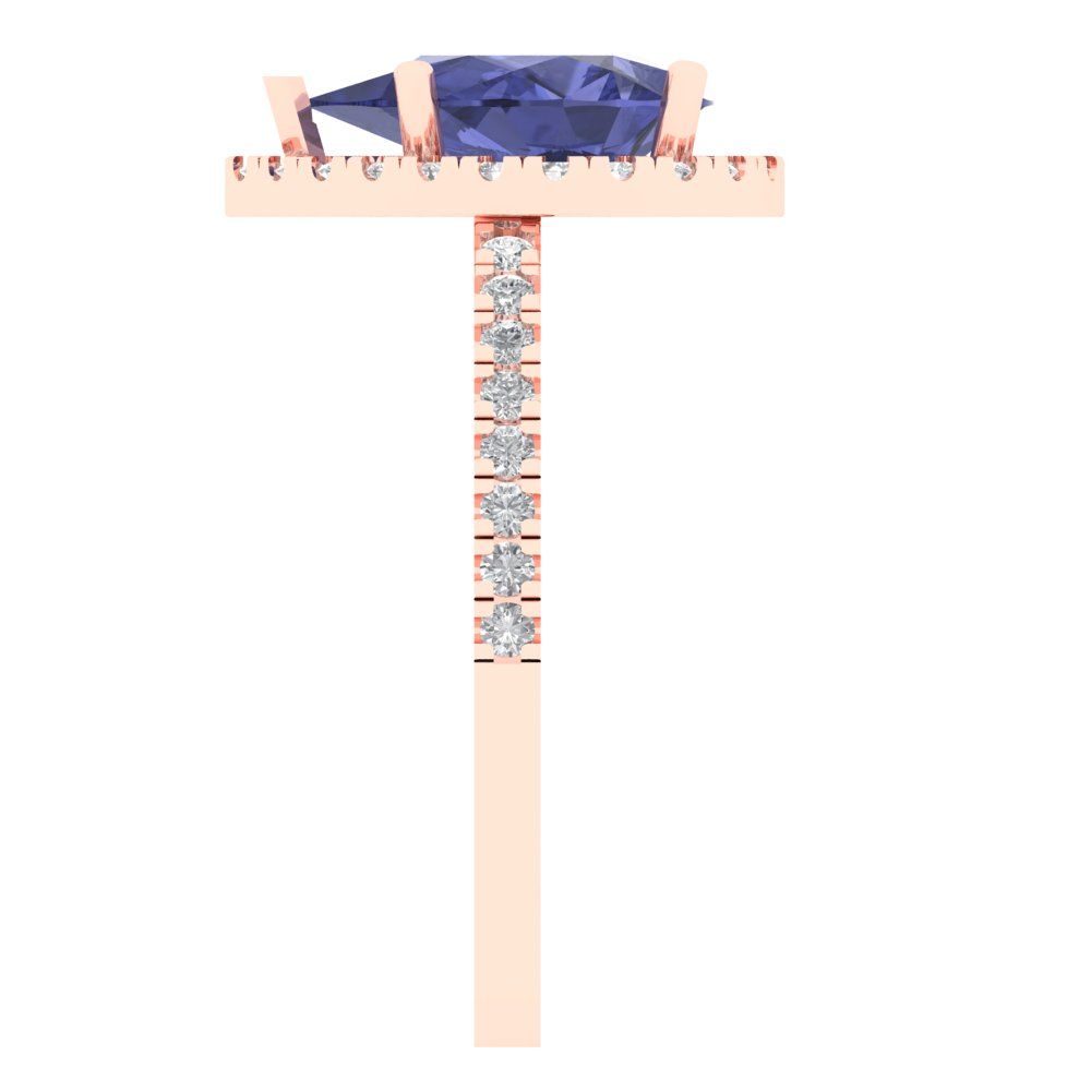 2.38 cttw Simulated Tanzanite Hidden Halo Engagement Ring - Solid Gold (Pear Cut,10x7mm )