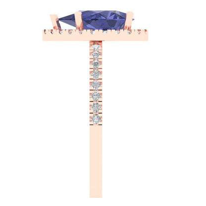 2.38 cttw Simulated Tanzanite Hidden Halo Engagement Ring - Solid Gold (Pear Cut,10x7mm )