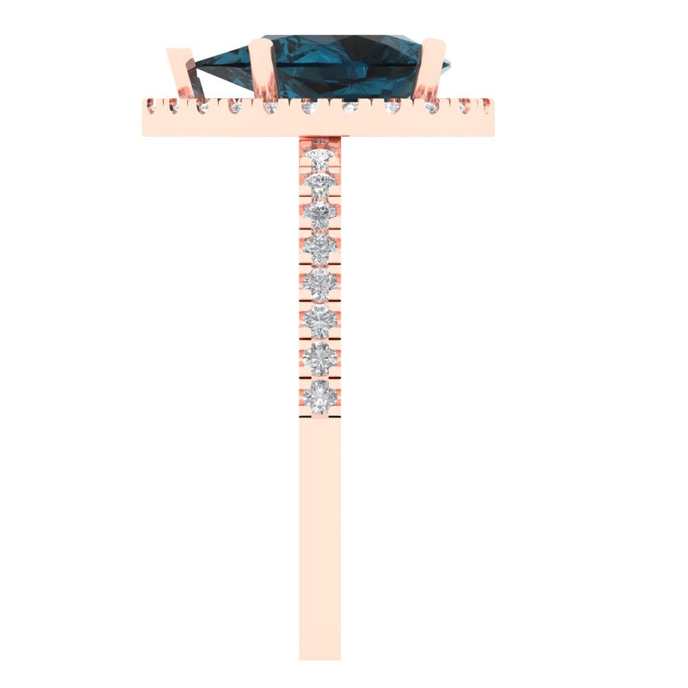 2.38 cttw Natural London Blue Topaz Hidden Halo Engagement Ring - Solid Gold (Pear Cut,10x7mm )