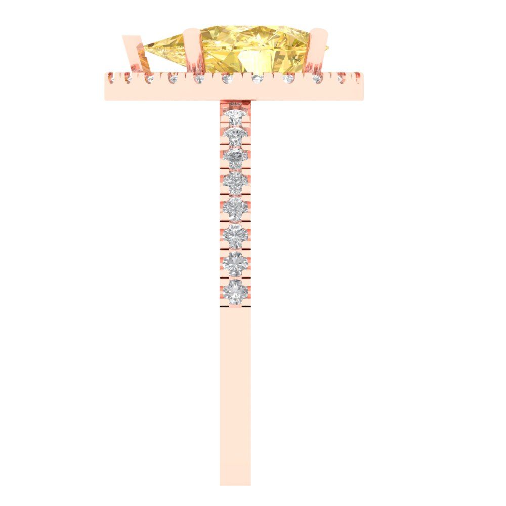 2.38 cttw Natural Citrine Hidden Halo Engagement Ring - Solid Gold (Pear Cut,10x7mm )