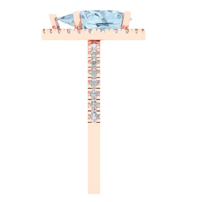 2.38 cttw Zirconia Simulated Blue Diamond Hidden Halo Engagement Ring - Solid Gold (VVS1, Pear Cut,10x7mm )