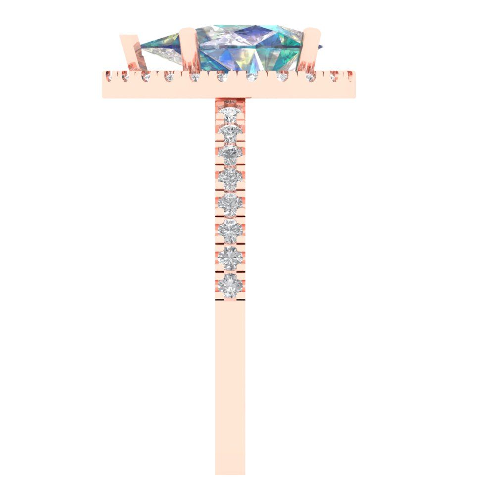 2.38 cttw Blue Moissanite Hidden Halo Engagement Ring - Solid Gold (Pear Cut,10x7mm )