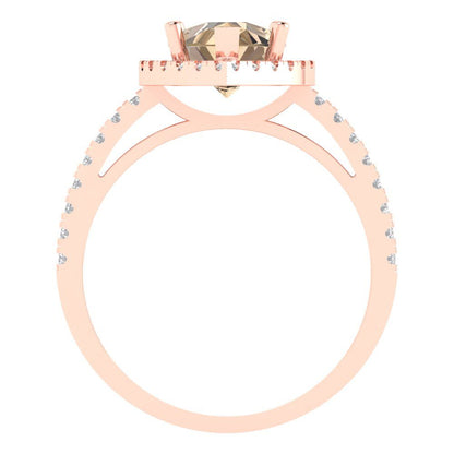 2.38 cttw Yellow Moissanite Hidden Halo Engagement Ring - Solid Gold (Pear Cut,10x7mm )