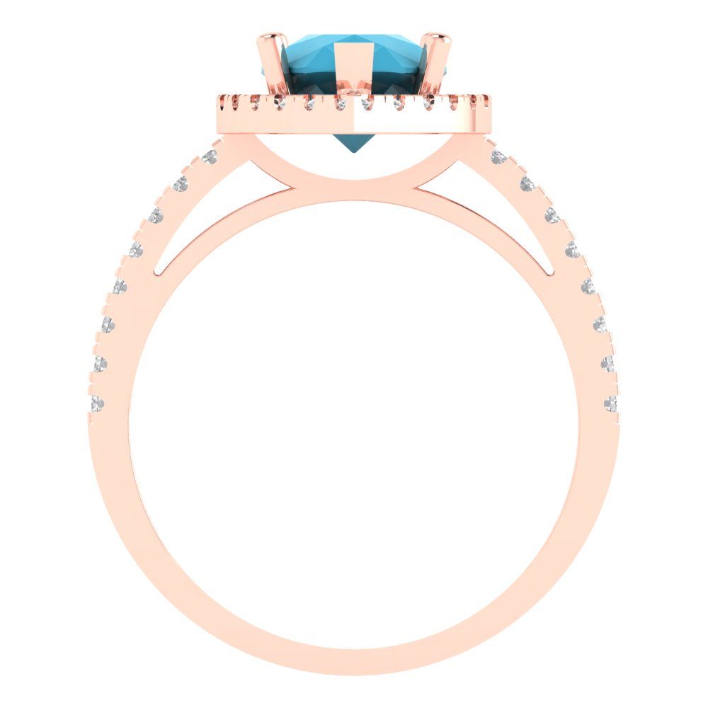 2.38 cttw Simulated Turquoise Hidden Halo Engagement Ring - Solid Gold (Pear Cut,10x7mm )