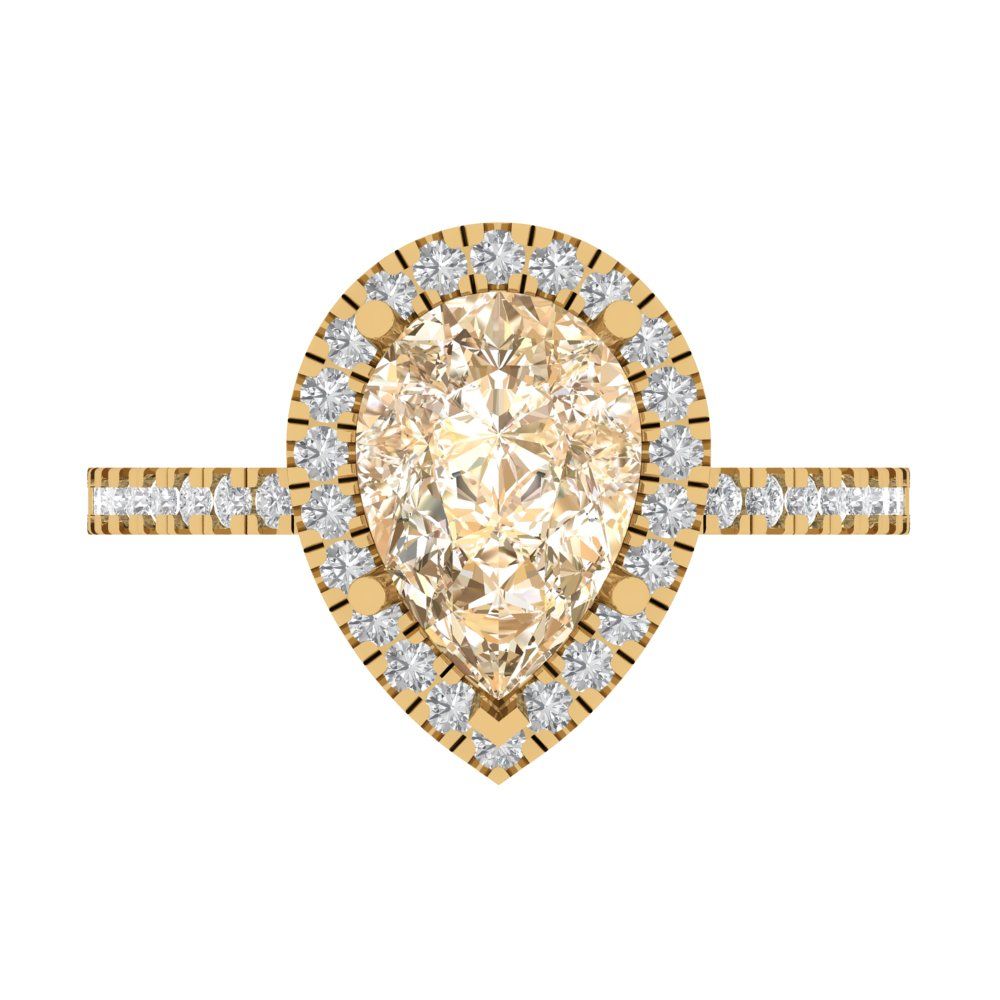 2.38 cttw Natural Morganite Hidden Halo Engagement Ring - Solid Gold (Pear Cut,10x7mm )