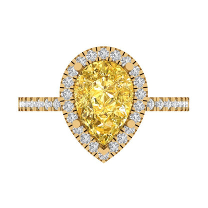 2.38 cttw Natural Citrine Hidden Halo Engagement Ring - Solid Gold (Pear Cut,10x7mm )