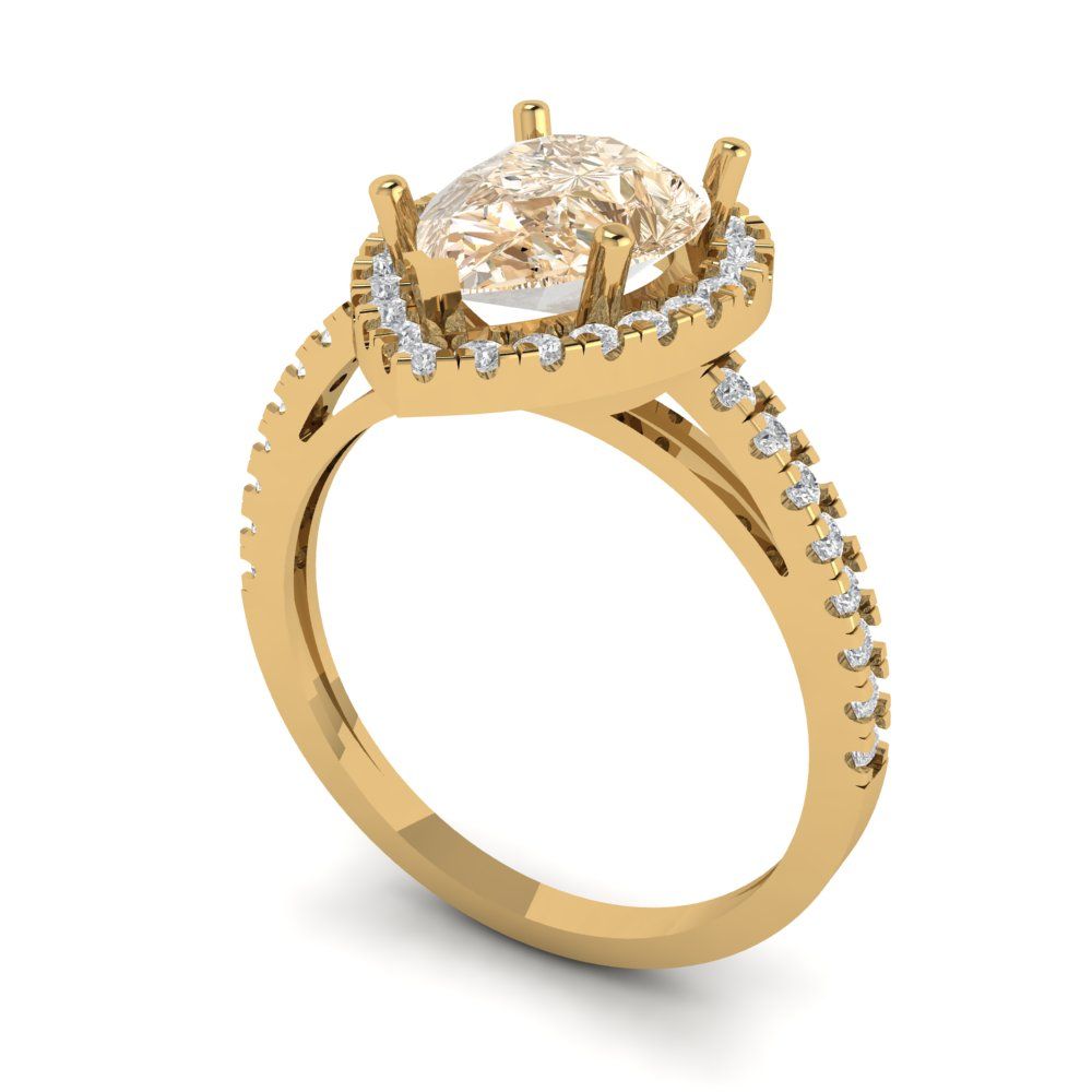 2.38 cttw Natural Morganite Hidden Halo Engagement Ring - Solid Gold (Pear Cut,10x7mm )