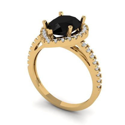 2.38 cttw Natural Onyx Hidden Halo Engagement Ring - Solid Gold (Pear Cut,10x7mm )