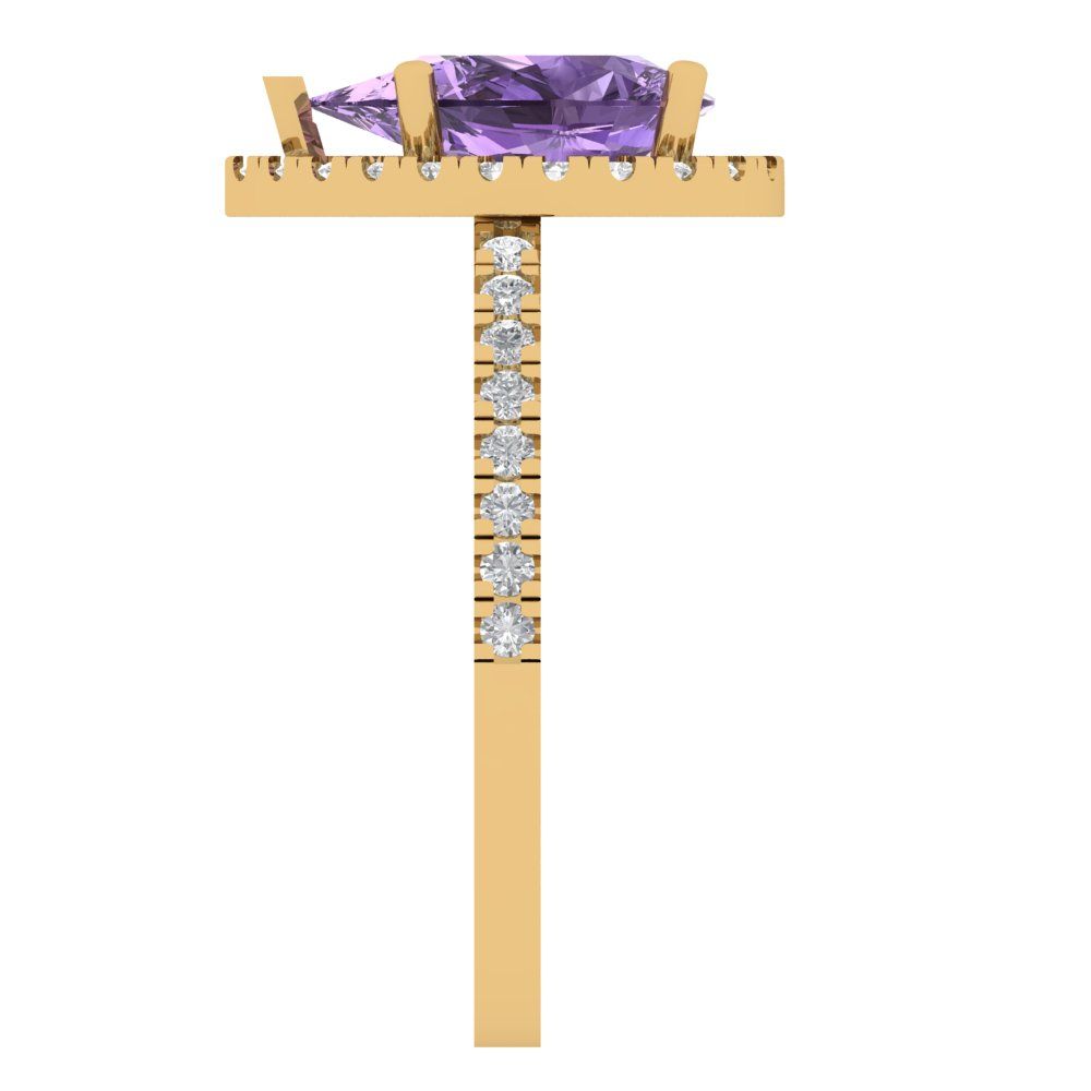 2.38 cttw Simulated Alexandrite Hidden Halo Engagement Ring - Solid Gold (Pear Cut,10x7mm )