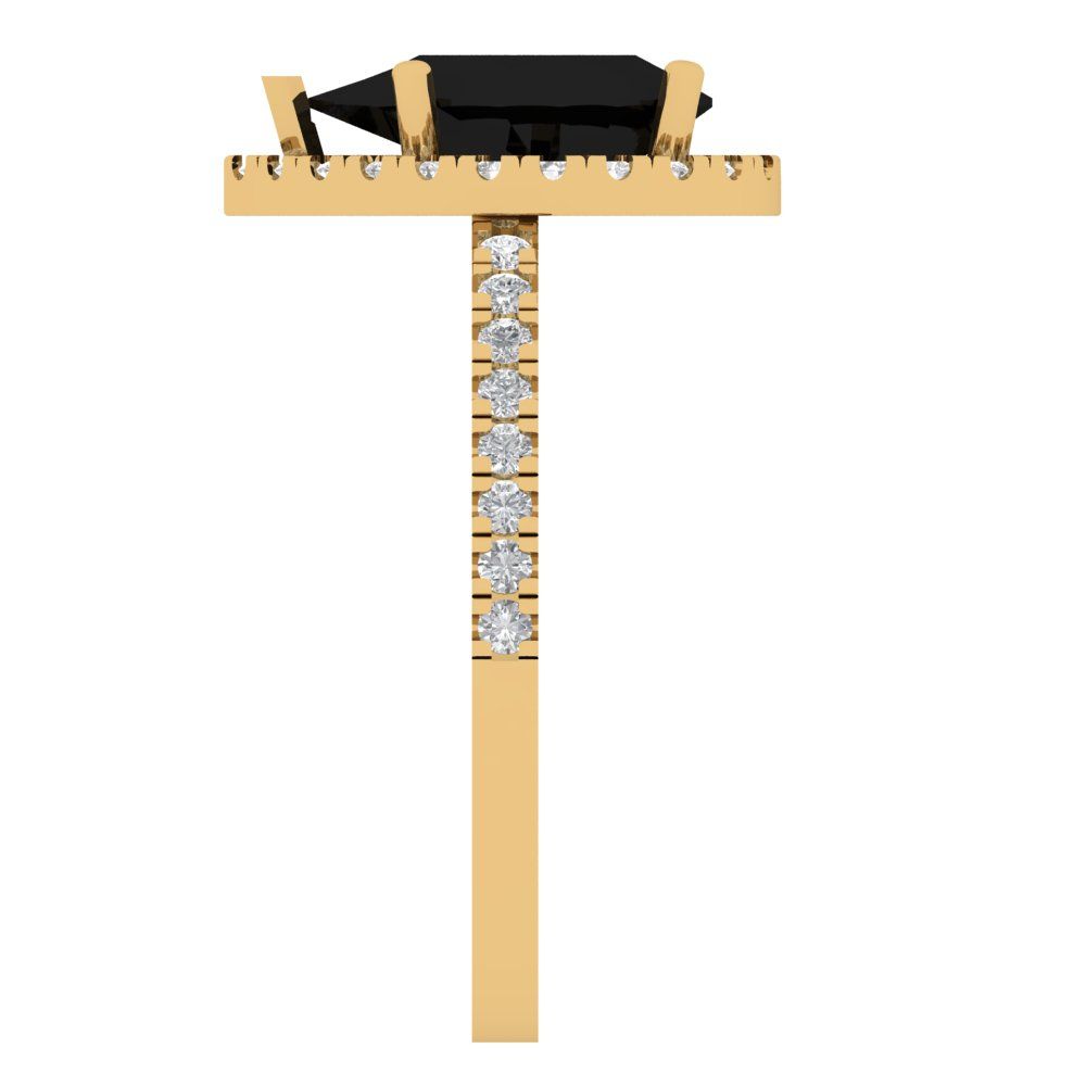 2.38 cttw Natural Onyx Hidden Halo Engagement Ring - Solid Gold (Pear Cut,10x7mm )