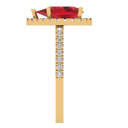 2.38 cttw Simulated Ruby Hidden Halo Engagement Ring - Solid Gold (Pear Cut,10x7mm )