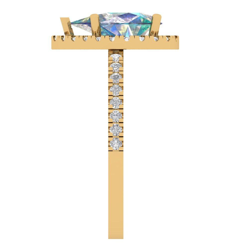 2.38 cttw Blue Moissanite Hidden Halo Engagement Ring - Solid Gold (Pear Cut,10x7mm )