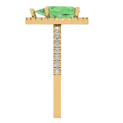 2.38 cttw Zirconia Simulated Green Diamond Hidden Halo Engagement Ring - Solid Gold (VVS1, Pear Cut,10x7mm )