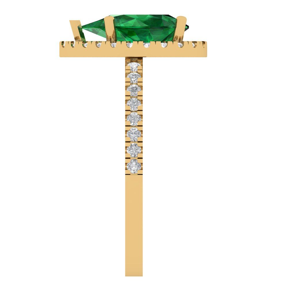 2.38 cttw Simulated Emerald Hidden Halo Engagement Ring - Solid Gold (Pear Cut,10x7mm )