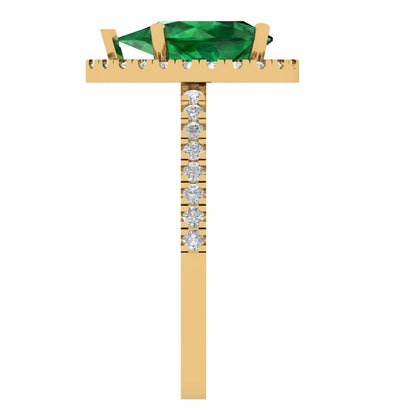 2.38 cttw Simulated Emerald Hidden Halo Engagement Ring - Solid Gold (Pear Cut,10x7mm )