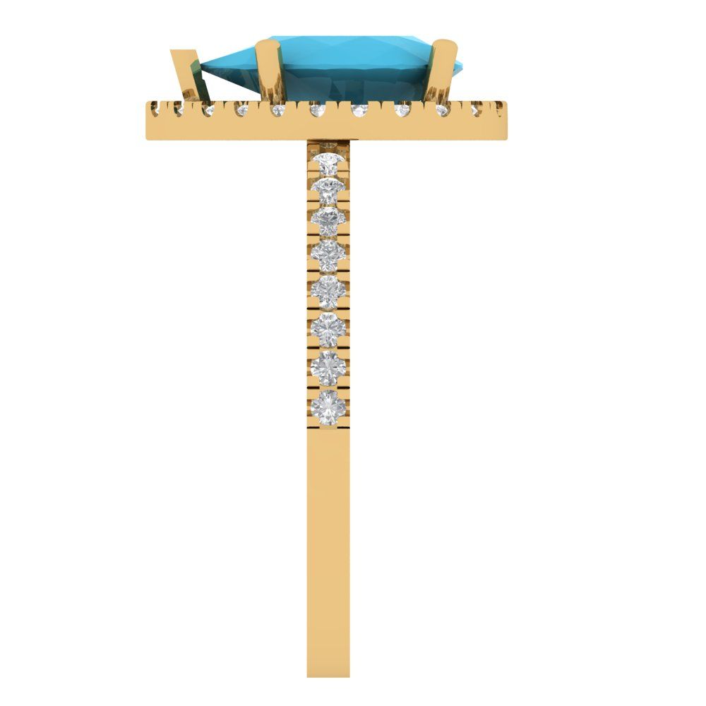 2.38 cttw Simulated Turquoise Hidden Halo Engagement Ring - Solid Gold (Pear Cut,10x7mm )