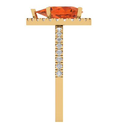 2.38 cttw Zirconia Simulated Red Diamond Hidden Halo Engagement Ring - Solid Gold (VVS1, Pear Cut,10x7mm )