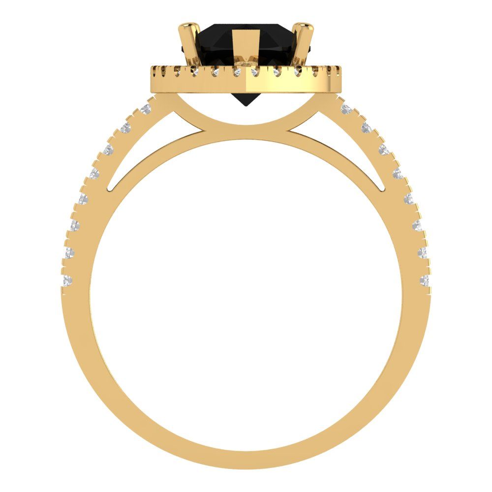 2.38 cttw Natural Onyx Hidden Halo Engagement Ring - Solid Gold (Pear Cut,10x7mm )