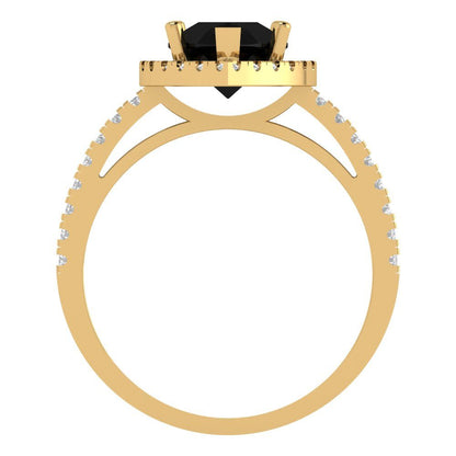 2.38 cttw Natural Onyx Hidden Halo Engagement Ring - Solid Gold (Pear Cut,10x7mm )