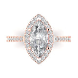 2.38 ct Brilliant Marquise Cut Natural Diamond Stone Clarity SI1-2 Color I-J Rose Gold Halo Solitaire with Accents Ring