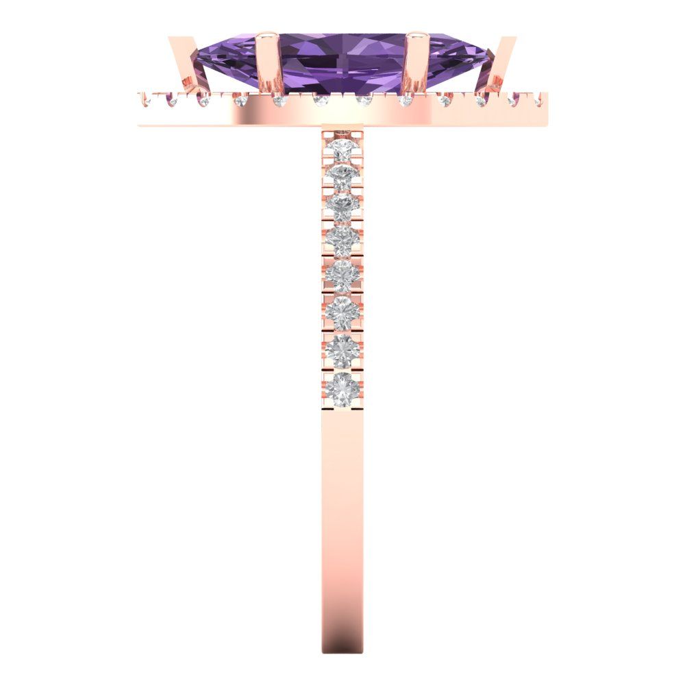 2.38 cttw Simulated Alexandrite Hidden Halo Engagement Ring - Solid Gold (Marquise Cut,12x6mm )