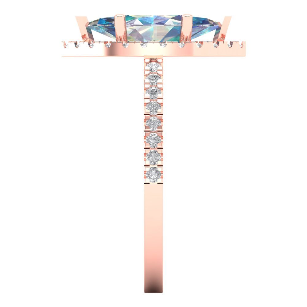 2.38 cttw Blue Moissanite Hidden Halo Engagement Ring - Solid Gold (Marquise Cut,12x6mm )