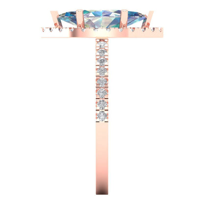 2.38 cttw Blue Moissanite Hidden Halo Engagement Ring - Solid Gold (Marquise Cut,12x6mm )