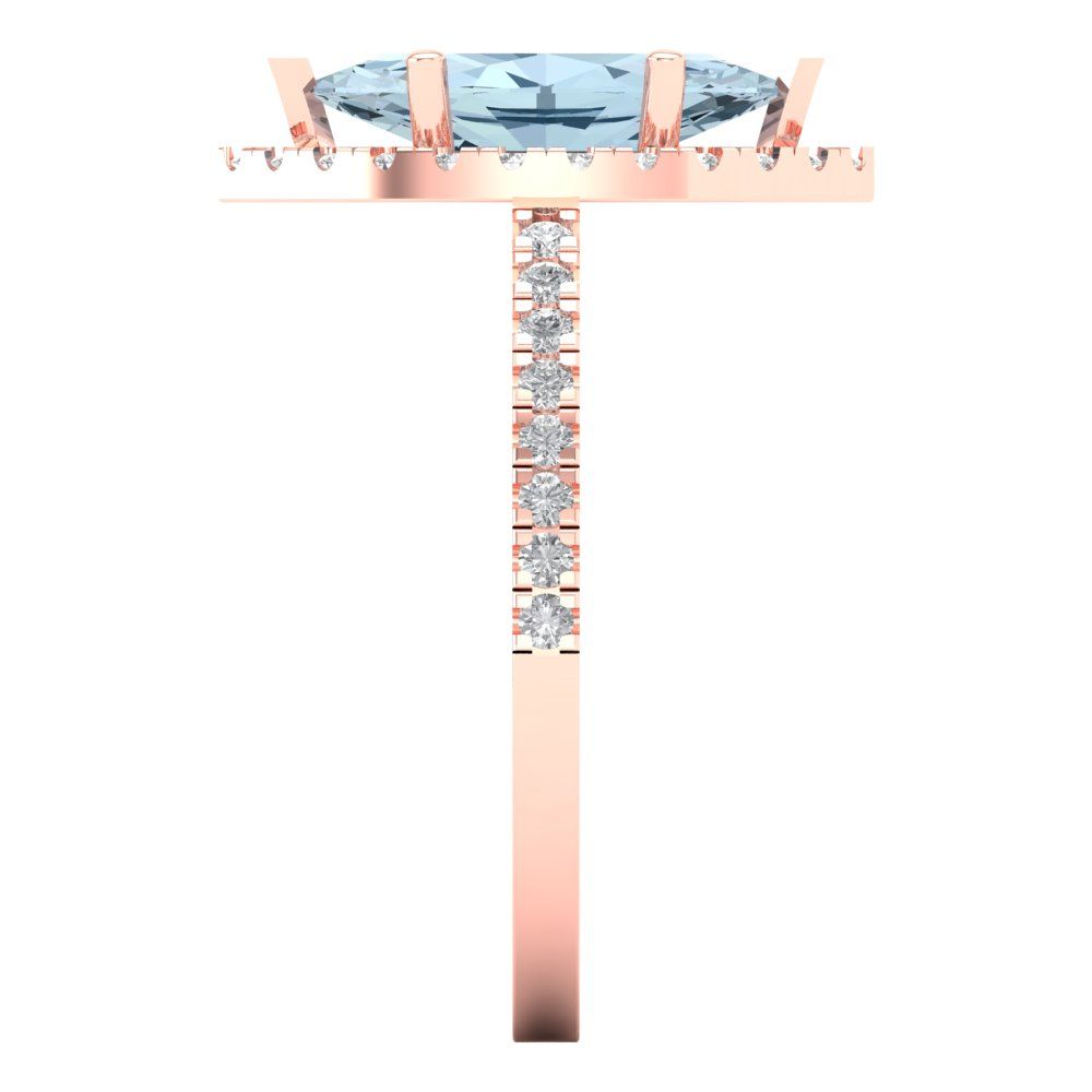 2.38 cttw Zirconia Simulated Blue Diamond Hidden Halo Engagement Ring - Solid Gold (VVS1, Marquise Cut,12x6mm )