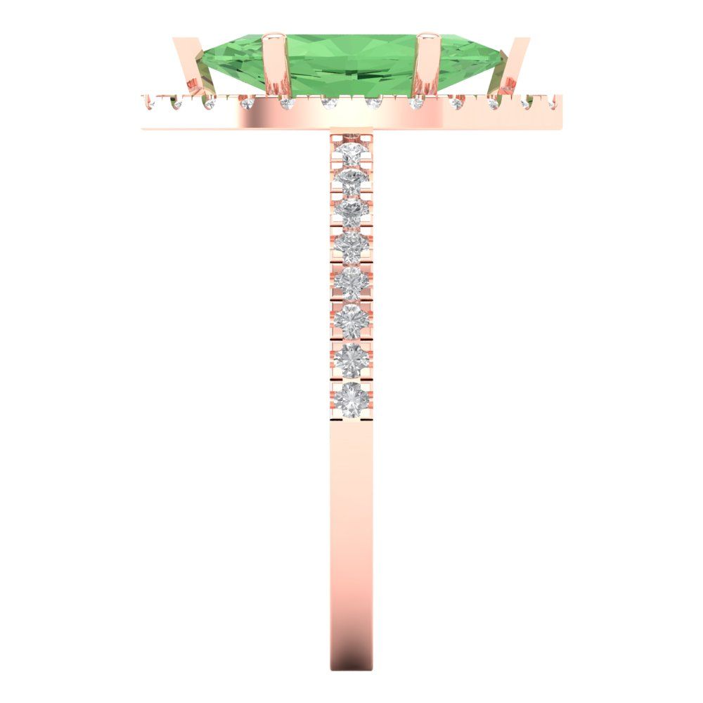 2.38 cttw Zirconia Simulated Green Diamond Hidden Halo Engagement Ring - Solid Gold (VVS1, Marquise Cut,12x6mm )