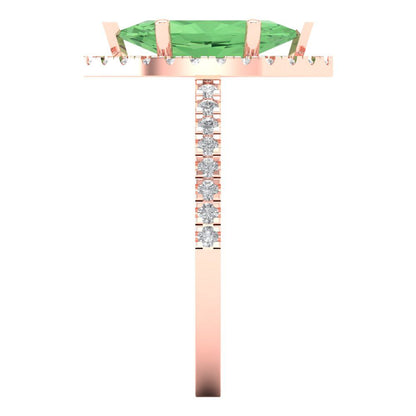 2.38 cttw Zirconia Simulated Green Diamond Hidden Halo Engagement Ring - Solid Gold (VVS1, Marquise Cut,12x6mm )