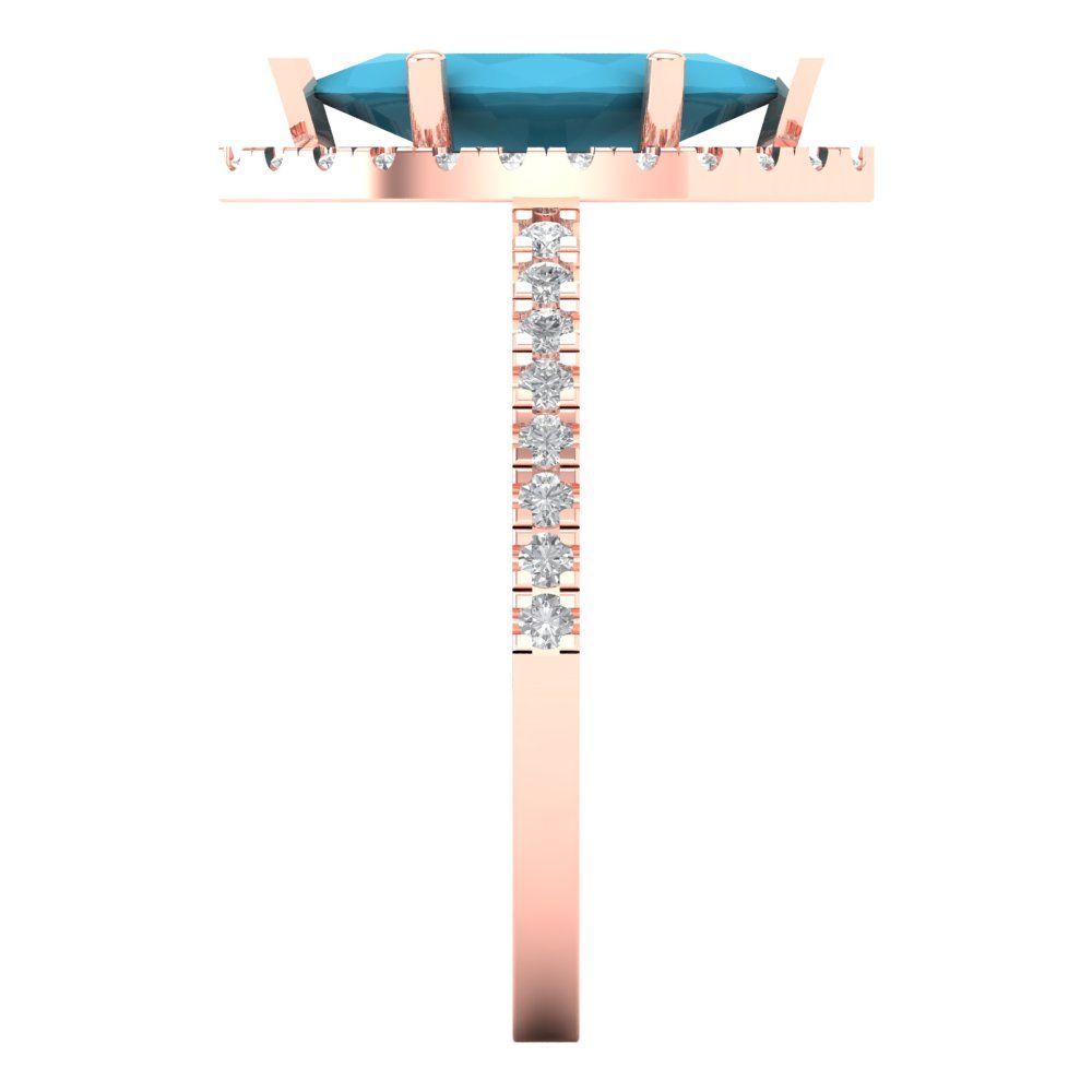 2.38 cttw Simulated Turquoise Hidden Halo Engagement Ring - Solid Gold (Marquise Cut,12x6mm )