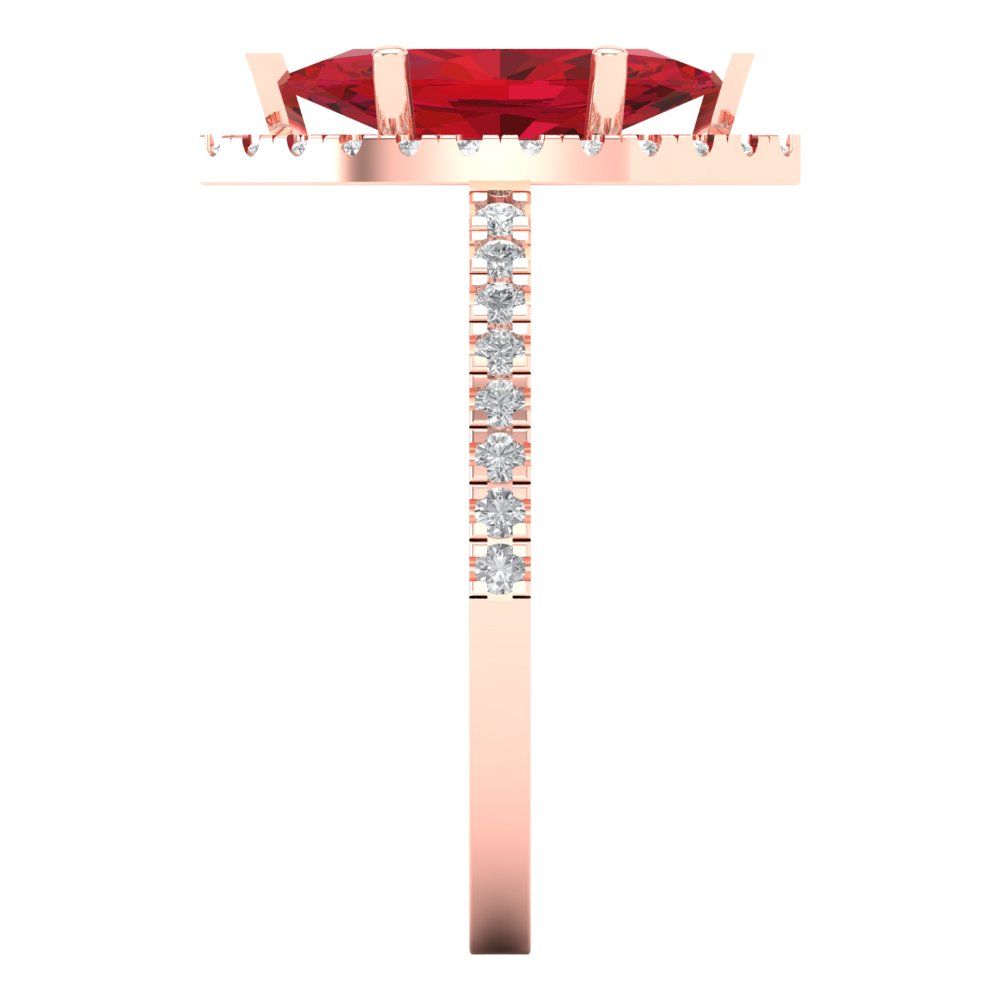 2.38 cttw Simulated Pink Tourmaline Hidden Halo Engagement Ring - Solid Gold (Marquise Cut,12x6mm )