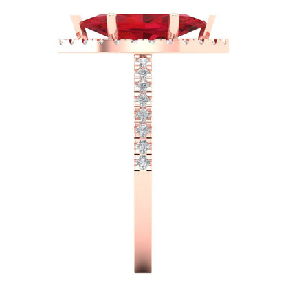 2.38 cttw Simulated Pink Tourmaline Hidden Halo Engagement Ring - Solid Gold (Marquise Cut,12x6mm )